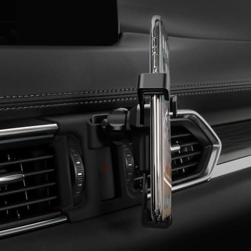 BEERTE Phone Holder fit for Mazda CX-5 2017-2024 Adjustable Air Vent Car Dashboard Cell Phone Mount Carbon Fiber Pattern Gravity Phone Mount fit for Any inches Smartphone — view 2