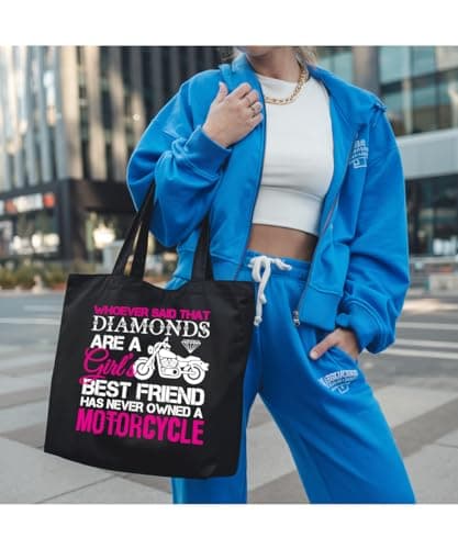 Hippowarehouse Whoever Said That Diamonds Are a Girl's Best Friend Has Never Owned a Motorcycle Motorbike Biker Tote Shopping Gym Beach Bag 42cm x38cm, 10 litres — view 4