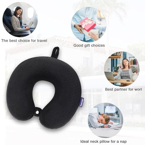 Gosider Travel Neck Pillow Memory Foam Airplane Pillows, Black — view 6
