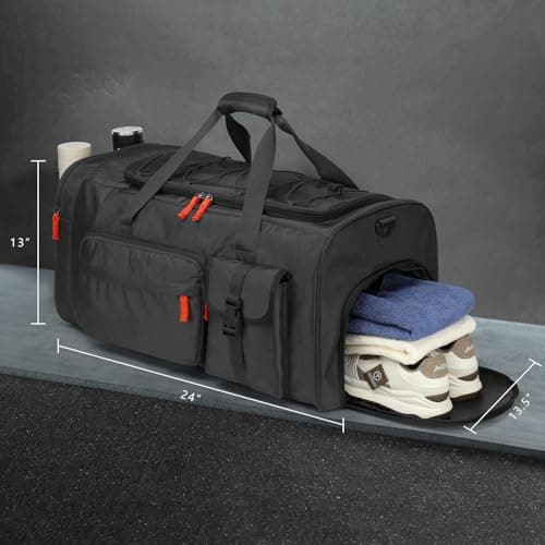 TAIHOYIN Large Gym Bag Backpack with Shoes Compartment, 70L Heavy Duty Sports Duffle Bag for Men & Women, Holdall Duffel Bag, Weekender Overnight Backpack for Travel Camping, Black — view 6
