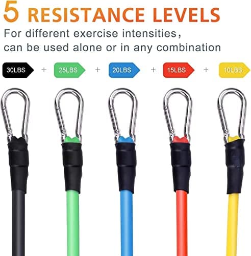 Himaly Resistance Bands Set, 5pcs Exercise Bands with Handles, 100 LBS Tension, Home Use Gym Equipment for Strength Training, Yoga, Pilates, Travel — view 2