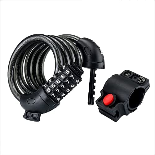 Bike Lock, GoFriend Bicycle Lock High Security 5 Digit Resettable Combination Coiling Cable Lock Best for Bicycle Outdoors, 1.2mx12mm (Black) — view 2