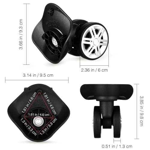 Replacement Wheels For Luggage - 2-Piece 360 Degree Swivel Spinner, Swivel | Kit Pour Travel Bag Duffle Business Vacation School Airplane Repair Home Hotel Airport Terminal Station Bus Train Cab — view 2