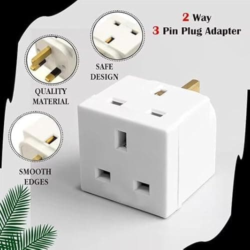 FAMHOME 2 Way block Plug 2 way Plug in Block Mains Adaptor, 2 Way Multi Socket Plug Adaptor, Power Extension Wall Adaptor for Smartphone, Home, Office, Travel (White (1 Pack)) — view 3