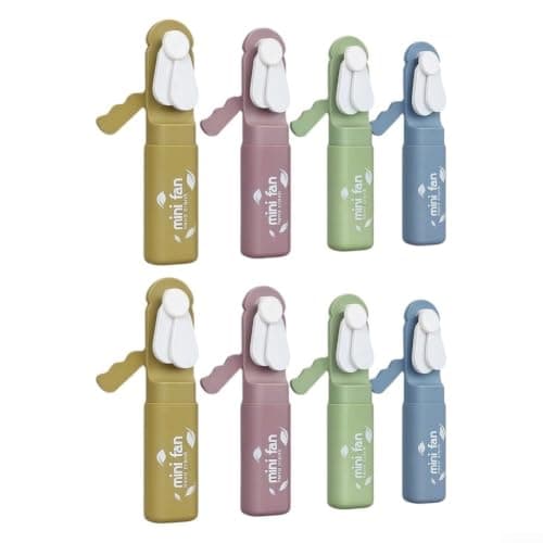 8 Pack Portable for mini Fan Set with Customizable Stickers, Manual Press Mechanism, Compact Lightweight for Outdoor Camping Travel and Summer Activities — view 3