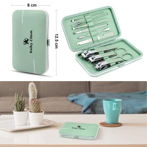 Manicure Set 10pcs Professional Nail Clippers Kit, Green — view 3