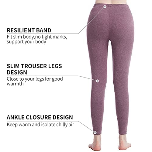 Fomolom Thermal Underwear Women Long Johns Womens Thermal Underwear Sets Solid Ultra Soft Base Layer Gifts with Box (Purple, Large) — view 3
