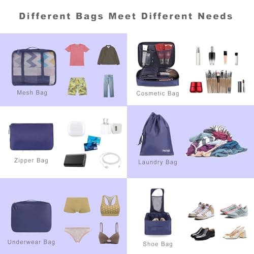 BAGAIL Packing Cubes for Suitcase 8 Set, Lightweight Luggage Packing Organizers Packing Cubes for Travel Accessories — view 5