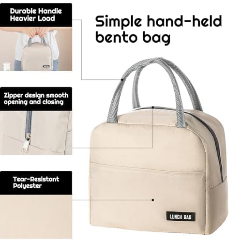 SUOXU Insulated Lunch Bag for Men Women Kids Cool Bag- Reusable Thermal Food Bag Ice Pack with Leak-Proof Liner, Cooler Tote for Work, School, Picnic & Travel (5L - Khaki) — view 2