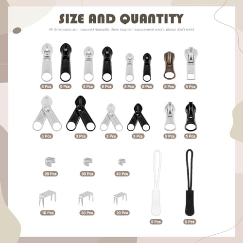 SHRJ 250Pcs Zipper Slider Repair Kit for Bags and Coats — view 2