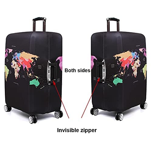 MosaiRudo Thicker Luggage Cover Elastic Suitcase Cover Protector Fits 18-32 Inch Suitcase Travel Accessories (Map, L) — view 5