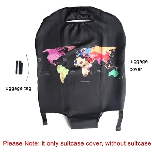 MosaiRudo Thicker Luggage Cover Elastic Suitcase Cover Protector Fits 18-32 Inch Suitcase Travel Accessories (Map, L) — view 2