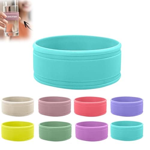 Personalised Water Bottle Band, Custom Water Bottle Name Labels, Food Grade Silicon Non-Slip Anti-Heat Insulation Hollow Rubber Cup Sleeve (Blue)