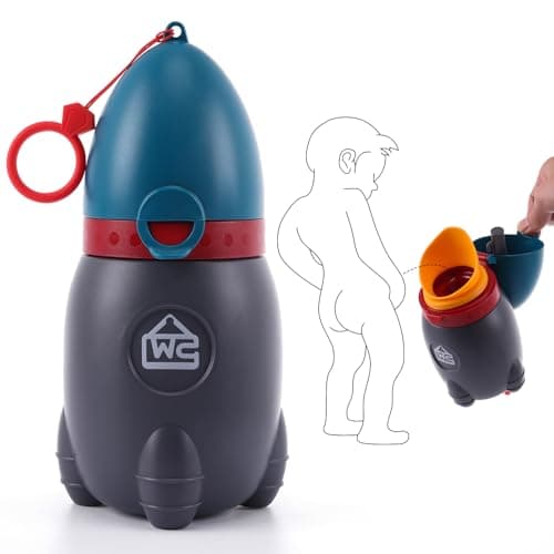 DIJIAMEIYA Travel Urinal for Kids,Rocket Toys Portable Emergency Urinal for Toddler,Light and Easy to Carry,Suitable for Car,Travel,Camping and Children's Urinal Potty Training(Deep Blue)