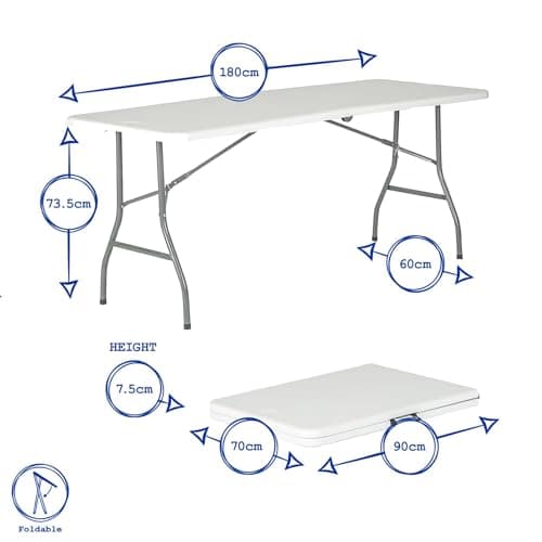 Harbour Housewares Rectangle Folding Trestle Table - 180cm (1.8m) (6ft) - Black - Outdoor Folding Table for Picnic, BBQ, Garden, Camping, Wedding, Party Catering — view 3