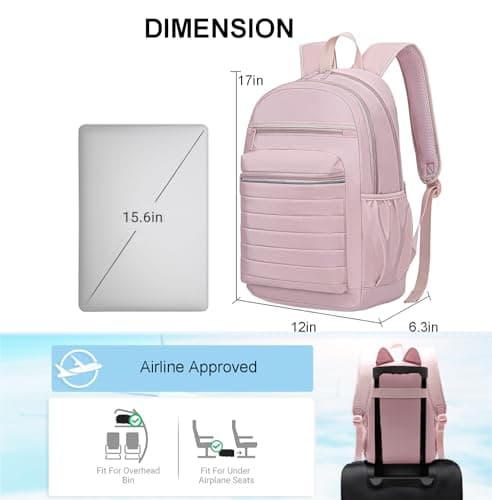 KEOFID Womens Travel Backpack, Back pack Purse for Women, Girls Backpacks, Bookbag for School(Light Pink) — view 2