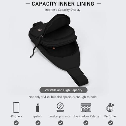 Mayoii Foldie Cross Body Bag Women Water-resistant Sling Bag Women with Wide Strap,Lightweight Foldie Travel Bag Cross Body,Multi-Pocket Crossbody Bags for Women (C-Black, One Size) — view 6