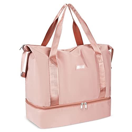CS COSDDI 36L Duffel Bag with Trolley Cover, Dry Wet Separate Gym Bag for Sports and Waterproof Shopping for Men and Women, Pink — view 4