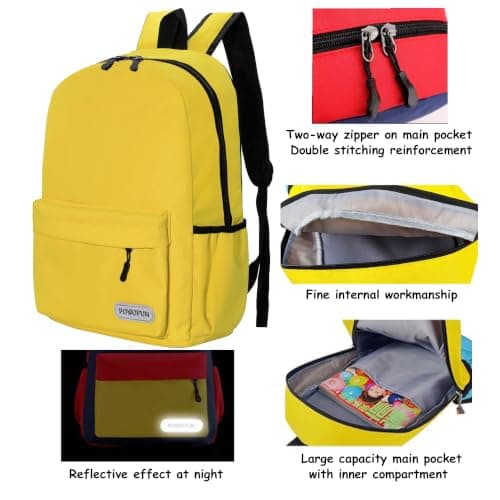 POWOFUN 15 inch Kids Elementary Backpack Lightweight Casual Travel — view 5