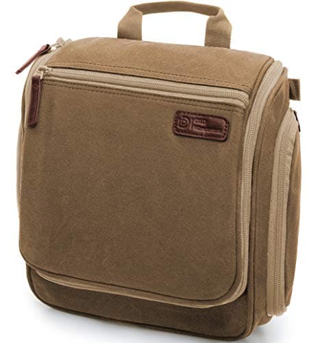 D&D Hanging Toiletry Bag for Women and Men, Large Travel Wash Bag, Brown