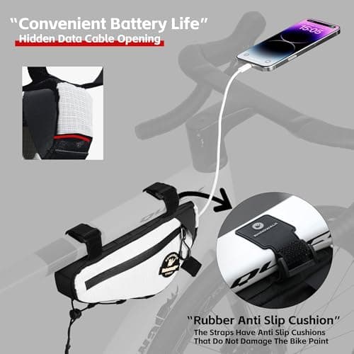 Rhinowalk Bicycle Triangle Bag Cosmopolis Series Lightweight Urban Bike Frame Bag Pack Under Top Tube Pouch Cycling Accessories(White) — view 6