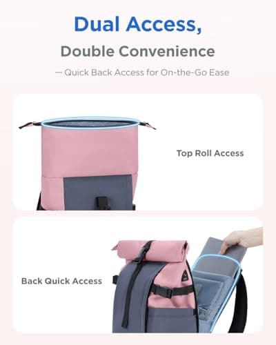 ECOHUB Women's Laptop Backpack, Rolltop Fashion Color Block Rucksack — view 5