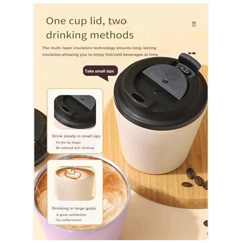 ZHIFENGYUAN Stainless Steel Insulated Coffee Cup with Spill Proof Lids,12oz(350ml),Unbreakable Durable,Reusable Drinking Cup,Gift for hot Cold iced, Travel Mug for Child Adults Outdoor(Navy Blue) — view 3