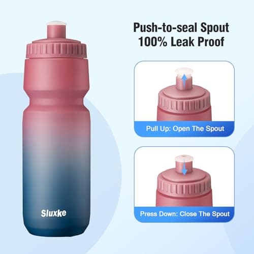 SLUXKE 32oz Bicycle Water Bottle 2Pack, 1000ml Sports Squeeze Bottle BPA Free, Durable Cycling Water Bottle Fits Most Bike Cages — view 4