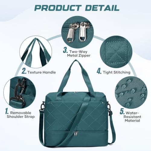 for Easyjet Airlines Underseat Cabin Bag 45X36X20 Weekend Overnight Carry on Holdall for Women Travel Duffel Sport Gym Tote Mum Hospital Bags with Wet Pocket,D04-Peacock Blue — view 5