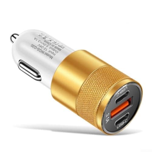3.1A Multi Port Car Charger 2.5cm Wide Body(Yellow)