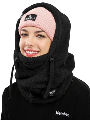 Shy Velvet Thermal Balaclava Unisex Wind-Resistant Ski Mask Fleece Cycling Motorcycle Balaclava Men Face Coverings Women Cold Weather Face Mask Female Black