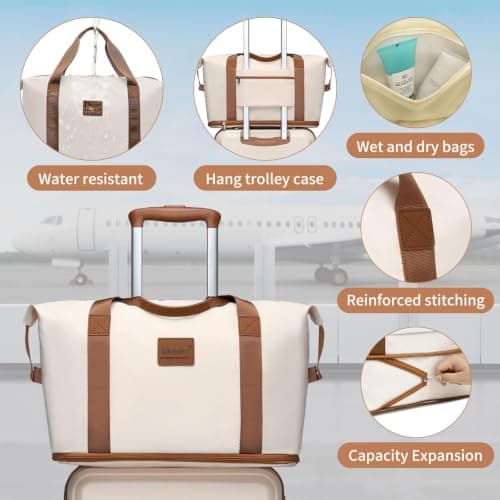 Kono 4 Piece Luggage Set ABS+PC Hard Shell Carry-On Cabin Suitcase, Beige — view 3