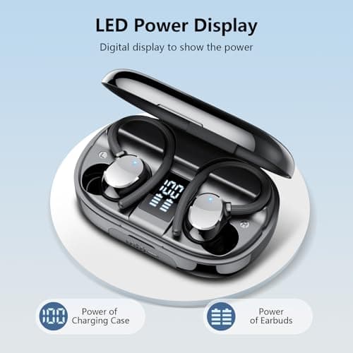 Wireless Earbuds, New 128H Bluetooth 5.4 Headphones Sport with Earhooks, Earbuds Dual LED Display, 4 ENC Noise Cancelling Mic Wireless Earphones, IP7 Waterproof Ear Buds for Sport/Gym/Running — view 5