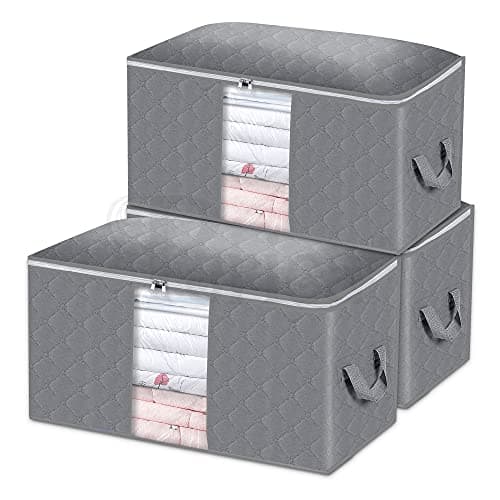 Periea 'Alma' Clothes & Bedding Storage Bags – 90L – Pack of 3 | Large Foldable Storage with Zip & Handles for Clothes, Duvets & More