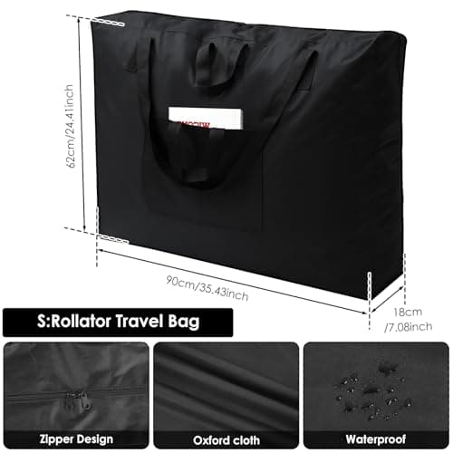 Oxford Cloth Rollator Travel Bag Foldable Wheelchair Storage Bag Dust proof Waterproof Walker Travel Bags With Reinforced Handle for Outdoor Trip(Small) — view 2