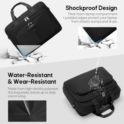 RAINSMORE 17.3 inch Laptop Bag for Men,Expandable Briefcase for Work — view 5