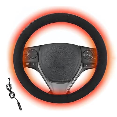 Heated Steering Wheel Cover UK, 2V Heated Cover for Car, Vehicle Hand Warming Steering Wheel Protector, Fit Usual Cars