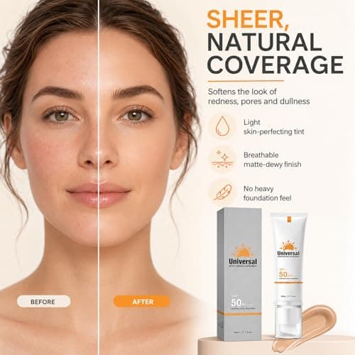 Tinted Moisturiser with Spf 50 - Tinted Sunscreen for Face - Natural Tone Sunscreen - Lightweight Non-greasy Sheer Coverage Face Cream - Travel Size Skin Tint for Daily Makeup Even Skin Tone — view 3