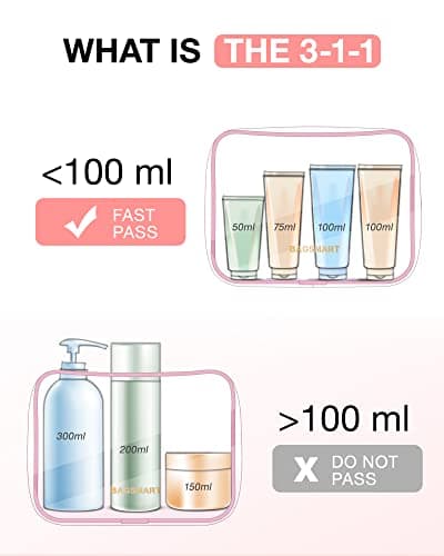 BAGSMART 2pcs Clear Toiletry Bag TSA Travel Essential for Makeup Liquids — view 6