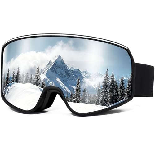 SPOSUNE Ski Goggles Over Glasses with Dual lens Anti-fog Anti-UV Snow Goggles for Men Women Youth Skiing Snowmoile | Slim Face Wide Vision