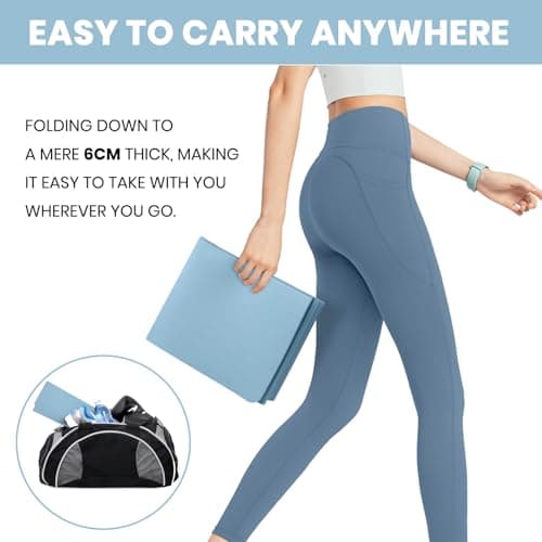Good Nite Foldable Yoga Mat Non Slip Portable Fitness Mat Foldable Light Gym Mat Pilates Sport Travel Exercise Mat for Women Men 183 x 61 x 0.6 cm(Blue) — view 4