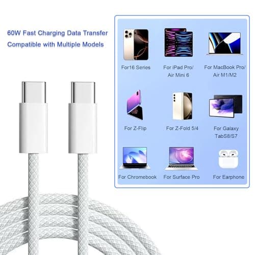 Wemoralix USB C to USB C Cable 60W 2M, 4Pack Type C Charger Cable for Fast Charging Compatible with Smartphones, Fast Charger USB C Charging Lead — view 6