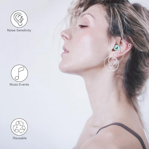 JAYINE Ear Plugs for Sleep, Reusable Soft Silicone Earplugs Hearing Protection, 30dB Noise Cancelling Ear Plugs for Sleeping, Work, Study or Travel - Ear Tips in XS/S/M/L - TBlue — view 6