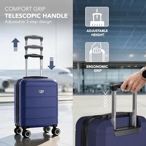 LUGG Jetset 15" Lightweight Cabin Suitcase - EasyJet Underseat Carry On Luggage, ABS Hard Shell, Scratch-Resistant Finish, Secure Lock, Smooth 360° Spinner Wheels (45x33x20cm) — view 6