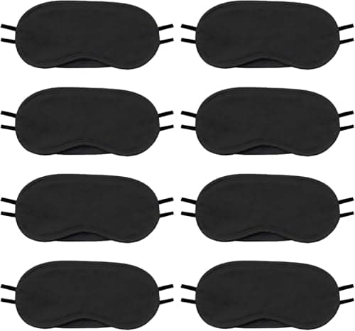 8-Pack Blindfold Sleep Mask for Party Games Travel Sleep Team Build Party Supply - Eye Covers for Sleeping with Adjustable Strap - Sleeping Masks for Women Men Kids, Black