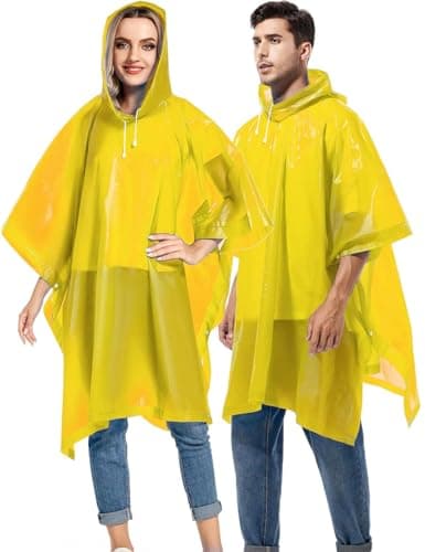 GUKOY Reusable Rain Ponchos for Adults, 2 Pcs Raincoats (Pack of 1) Emergency for Women Men with Hood Yellow — view 5