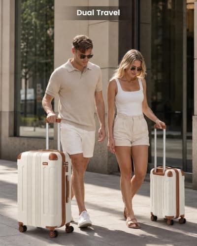 Kono 28 Inch Large Hard Shell Suitcase ABS Lightweight Luggage (Cream) — view 2