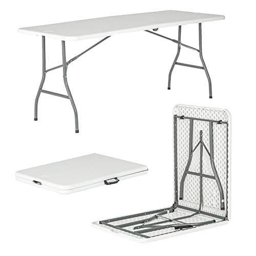 Harbour Housewares Rectangle Folding Heavy Duty Trestle Table - 180cm (1.8m) (6ft) - White - Outdoor Folding Table for Picnic, BBQ, Garden, Camping, Wedding, Party Catering