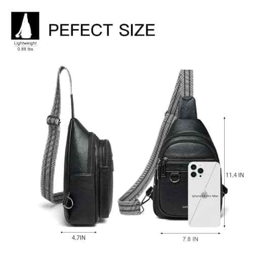 Leresas 7L Sling Bag for Women Crossbody Bag Vegan Leather Travel Sling Purse Backpack Over Shoulder Bag Cross Body Handbag Black — view 4