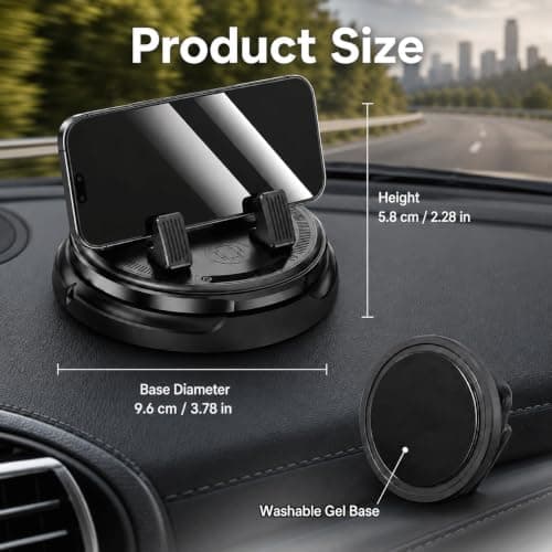 DVDVBOOM Car Phone Holder 360° Rotating, Universal Dashboard Mobile Phone Holder for Cars, Car Phone Mount with Hidden Parking Plate, Car Interior Accessories for 4-7 inch Phones — view 2